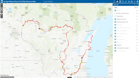 Screenshot of Hiker Resource Map - Ice Age Trail Alliance