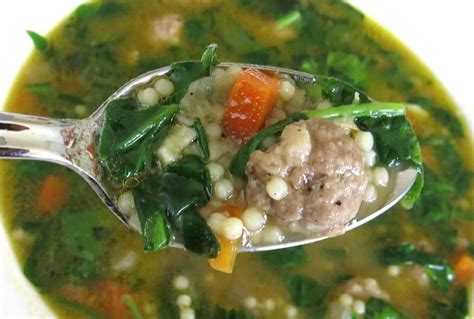 Italian Wedding Soup with Beef Meatballs and Spinach