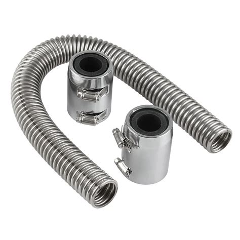 24" Flexible Upper / Lower Radiator Hose Kit & Stainless Steel w ...