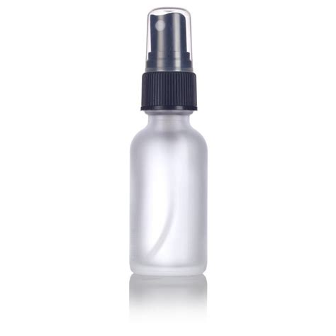 Frosted Clear Glass Boston Round Fine Mist Spray Bottle with Black ...