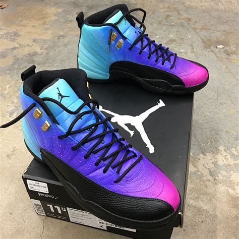 Custom Painted Jordan 12 Retro Sneakers - Ombre Gradient Shoes | Jordan ...