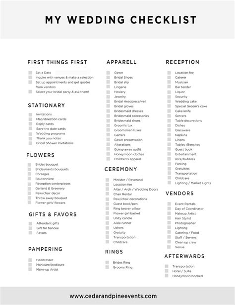 Wedding Flower Checklist Printable | Best Flower Site