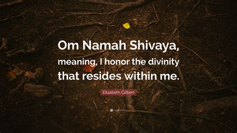 Elizabeth Gilbert Quote: “Om Namah Shivaya, meaning, I honor the ...