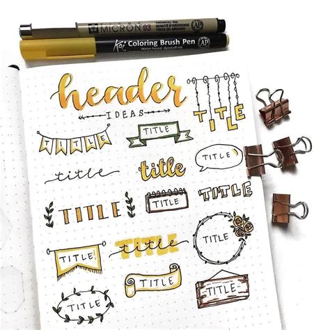 Bullet Journal Header Ideas & Doodle Banners - AnjaHome