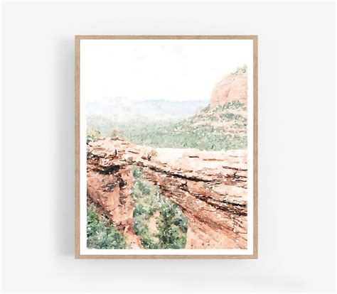 Sedona Arizona Wall Art Watercolor Print, Landscape Painting Digital ...