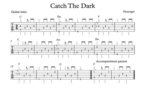 Catch In The Dark - guitar chords and lyrics by Passenger includes ...