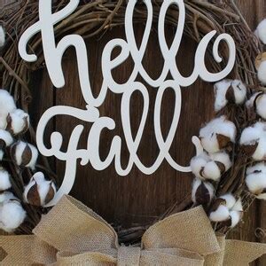 Fall Wreath, Hello Fall, Hello Fall Wreath, Cotton Wreath, Rustic ...