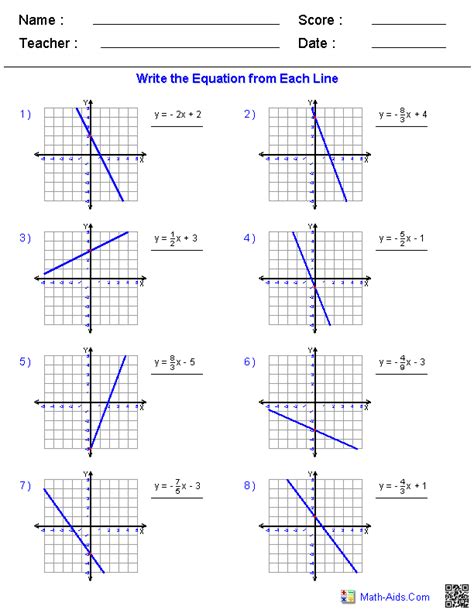 Worksheets On Linear Equations