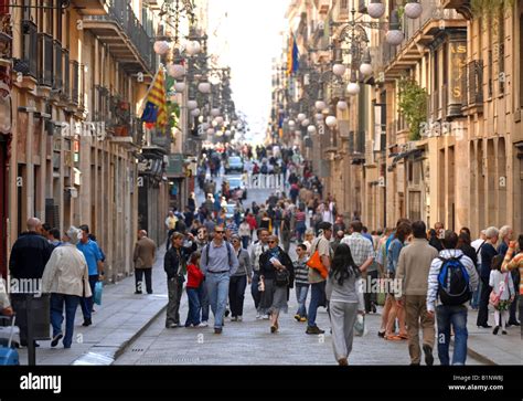 Spain Barcelona City Streets - Typical Streets And City Views Of ...