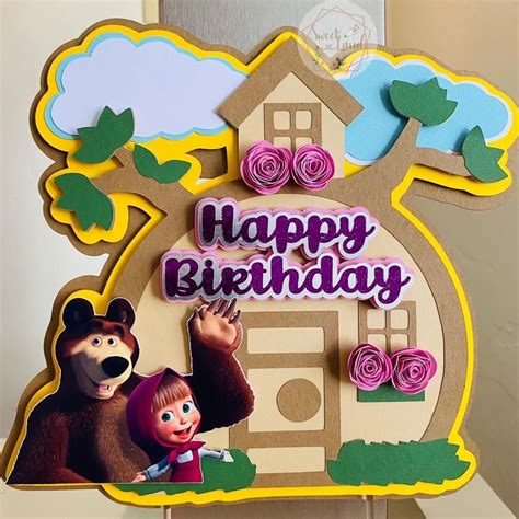 Handmade masha and the bear cake topper Personalized cake topper Bear ...