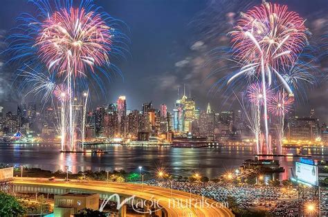 July 4th Fireworks, NYC Wallpaper Mural by Magic Murals