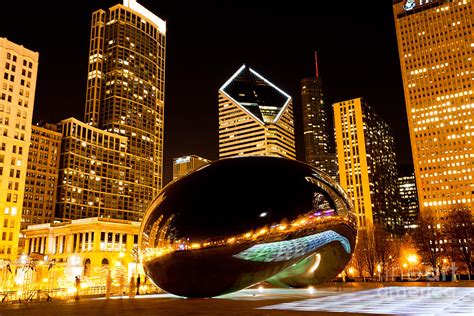 Chicago Bean Cloud Gate At Night Photograph by Paul Velgos