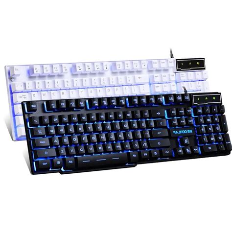 RAJFOO computer keyboard mechanical feel luminous neon cable backlit ...