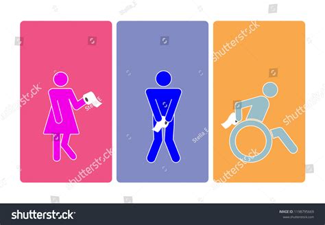 Funny Toilet Symbol Man Woman Disabled Stock Vector (Royalty Free ...