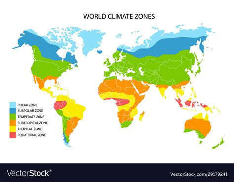 World climate zones map geographic Royalty Free Vector Image