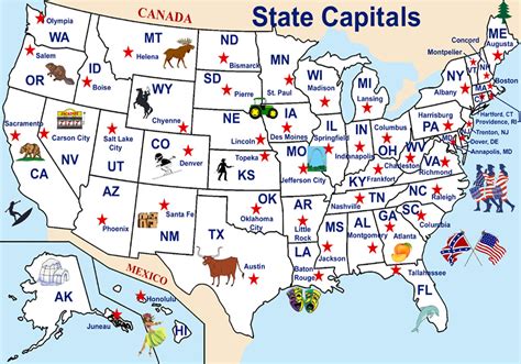 Download Usa Map With States And Capitals For Kids Free Photos - Www