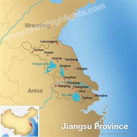 Jiangsu Map, Map of Jiangsu's Tourist Attractions and Cities