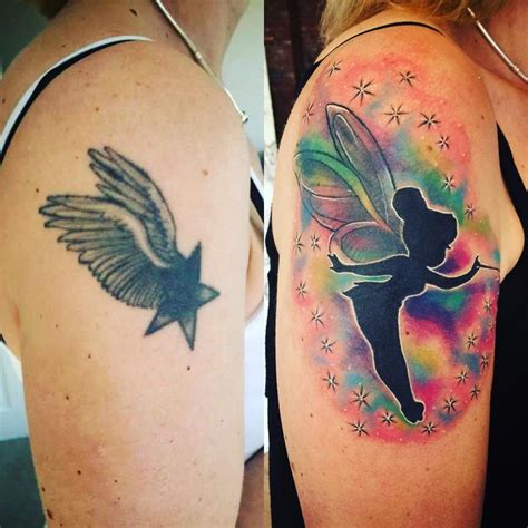 Cover up by Fee today #watercolortattoo #coveruptattoo #tinkerbell # ...