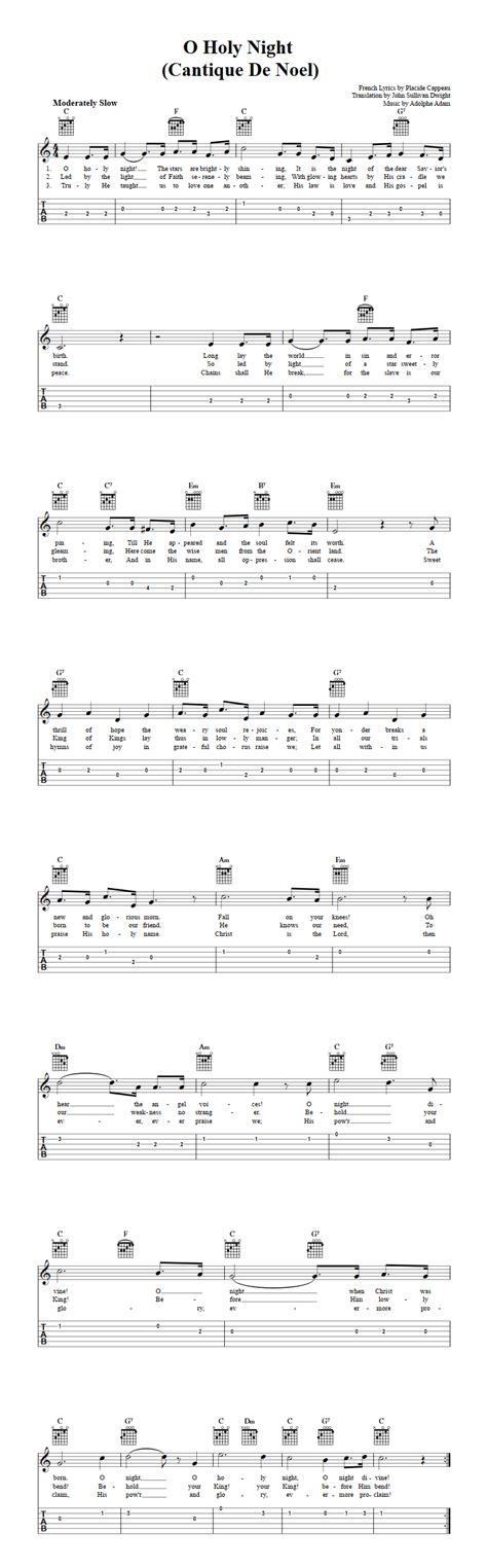 O Holy Night - Easy Guitar Sheet Music and Tab with Chords and Lyrics