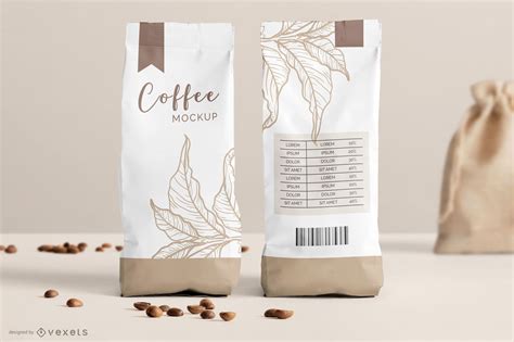 Coffee Bag Packaging Mockup PSD Editable Template