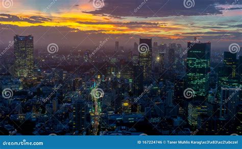 Aerial View of Tokyo at Night from Tokyo Tower Observation Deck ...