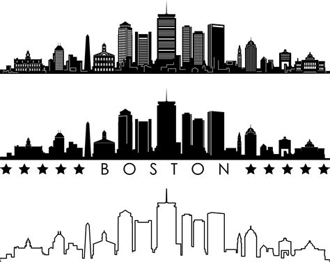 BOSTON Skyline Outline Silhouette Svg Eps Jpg Png - Etsy Israel