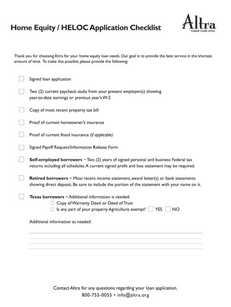 Fillable Online Home Equity HELOC Application Checklist Fax Email Print ...