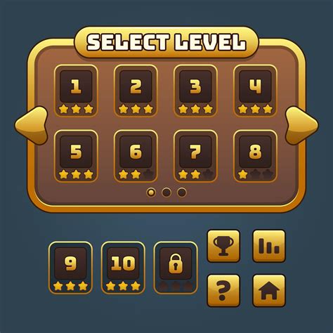 Gold game level select and buttons set 2884311 Vector Art at Vecteezy