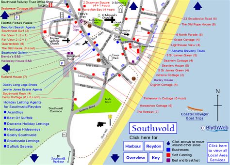 Detailed map of Southwold Town Centre (South)