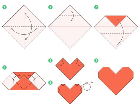 Heart origami scheme tutorial moving model. Origami for kids. Step by ...