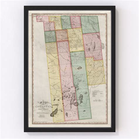 Vintage Map of Franklin County, New York 1840 by Ted's Vintage Art