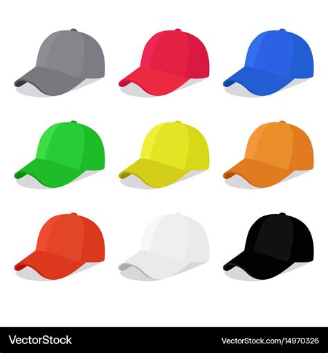 Flat caps set with different colors Royalty Free Vector