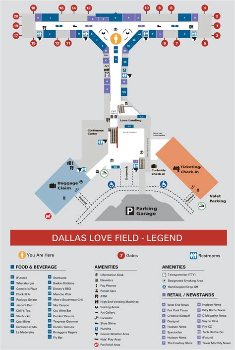 Dallas Love Field airport map - Ontheworldmap.com