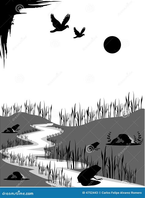 Black and White Nature Vector Stock Vector - Illustration of landscape ...