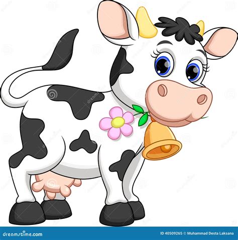 Cute cow cartoon stock illustration. Illustration of flower - 40509265