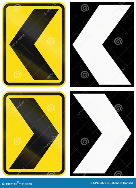 A Collection of New Zealand Road Signs - Chevrons Stock Illustration ...