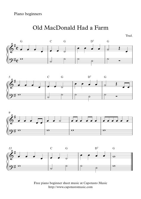 Free Sheet Music Scores: Free easy beginner piano sheet music - Old ...