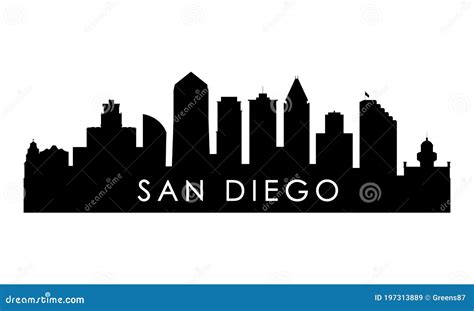 San Diego Skyline Silhouette. Stock Vector - Illustration of downtown ...