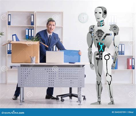 Concept of Robots Replacing Humans in Offices Stock Image - Image of ...