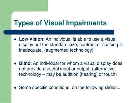 Visual Impairment Types