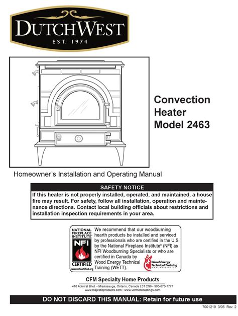 DUTCHWEST 2463 INSTALLATION AND OPERATING MANUAL Pdf Download | ManualsLib