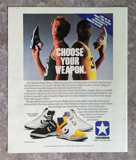 Vintage 1986 Converse Larry Bird And Magic Johnson Full Page | Etsy