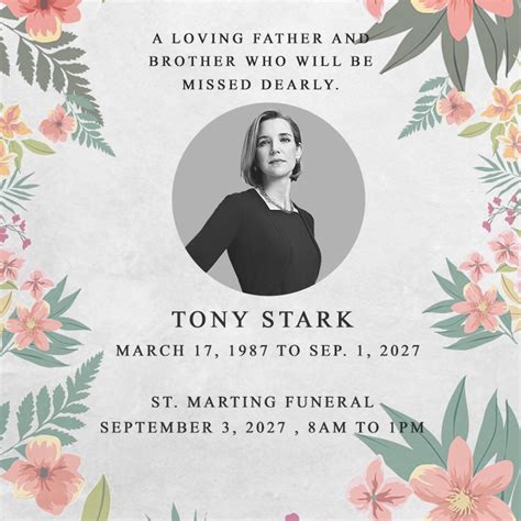 Funeral Announcement Cards Templates - Printable Word Searches