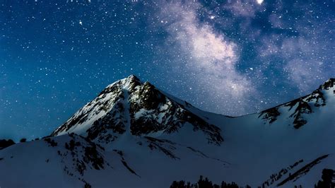 4K Mountains Night Starry Sky Wallpaper - [3840x2160]