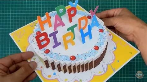 DIY Tutorial Cara Membuat Kartu Happy Birthday Kue Timbul 3D Pop Up ...