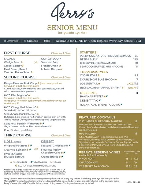 Perrys Steakhouse Senior Menu 2024 Specials - Bunni Coralyn