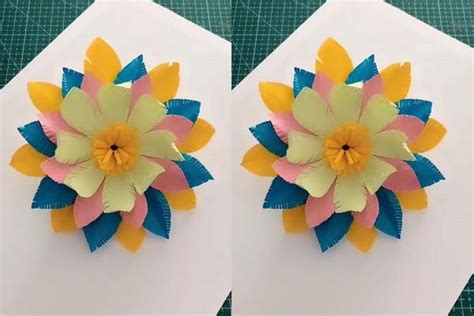 Five-color flower paper-cut art - DIY ART PINS