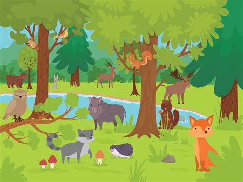 Animals forest background wild cute happy animals living playing forest ...