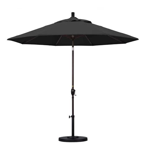 California Umbrella 9 ft. Aluminum Push Tilt Patio Umbrella in Black ...