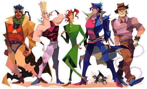 The main cast of Jojo's Bizarre Adventure: Part 3 (from left to right ...